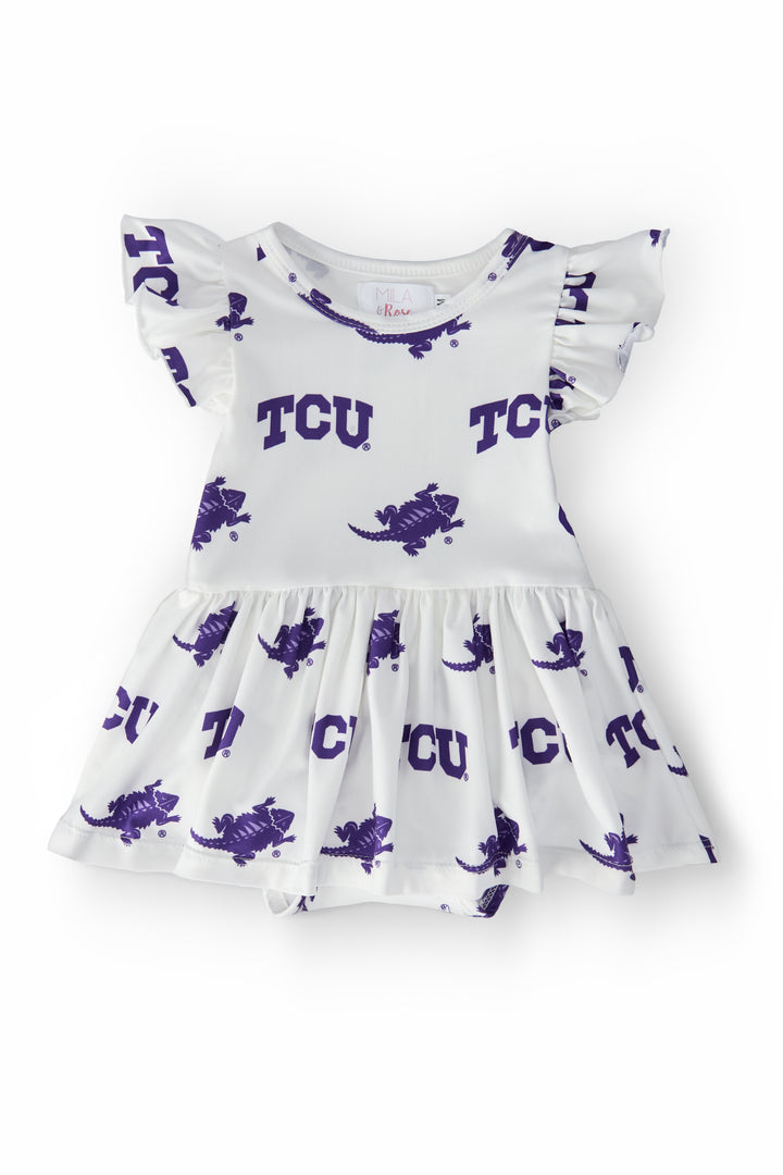 TCU White Frog S/S Flutter Twirl Bodysuit-Mila & Rose ®