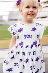 TCU White Frog Flutter Twirl Dress-Mila & Rose ®