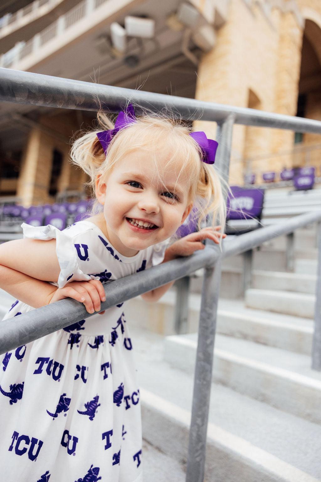 TCU White Frog Flutter Twirl Dress-Mila & Rose ®