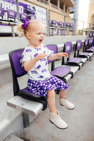 TCU White Frog Ruffle Pocket Tee-Mila & Rose ®