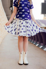 SALE TCU White Frog Ruffle Twirl Skort-Mila & Rose ®