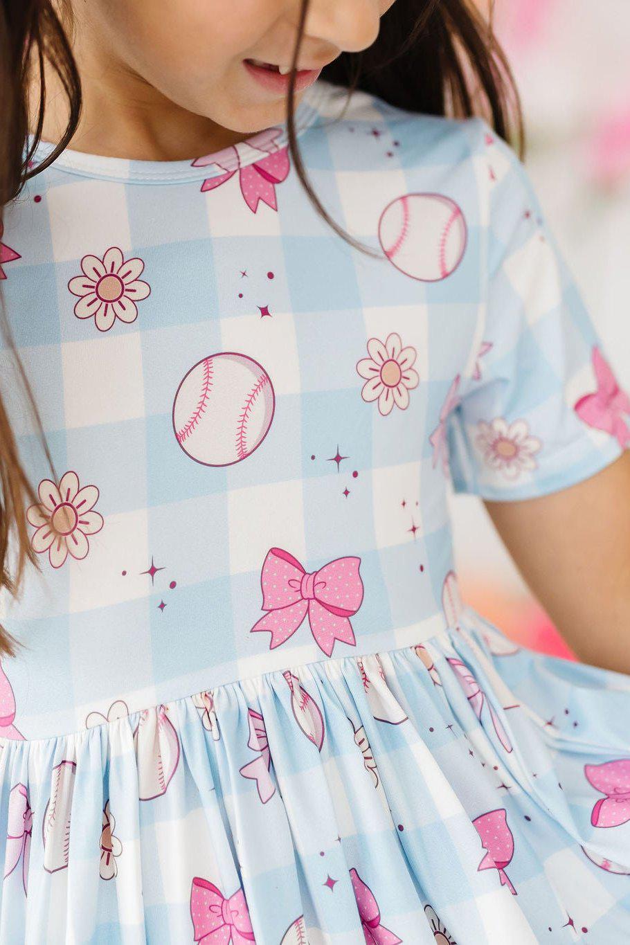 Take Me Out to the Bow Game S/S Pocket Twirl Dress-Mila & Rose ®