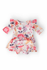 Tangerine Leaves 3/4 Sleeve Flutter Twirl Bodysuit-Mila & Rose ®