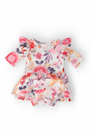 Tangerine Leaves Twirl Flutter Bodysuit-Mila & Rose ®