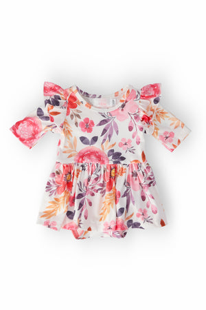 Tangerine Leaves Twirl Flutter Bodysuit-Mila & Rose ®