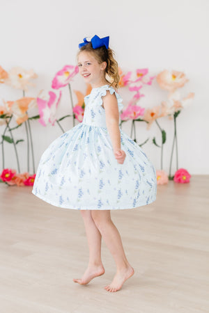 (S) Texas Bluebonnets Flutter Sleeve Twirl Dress-Mila & Rose ®