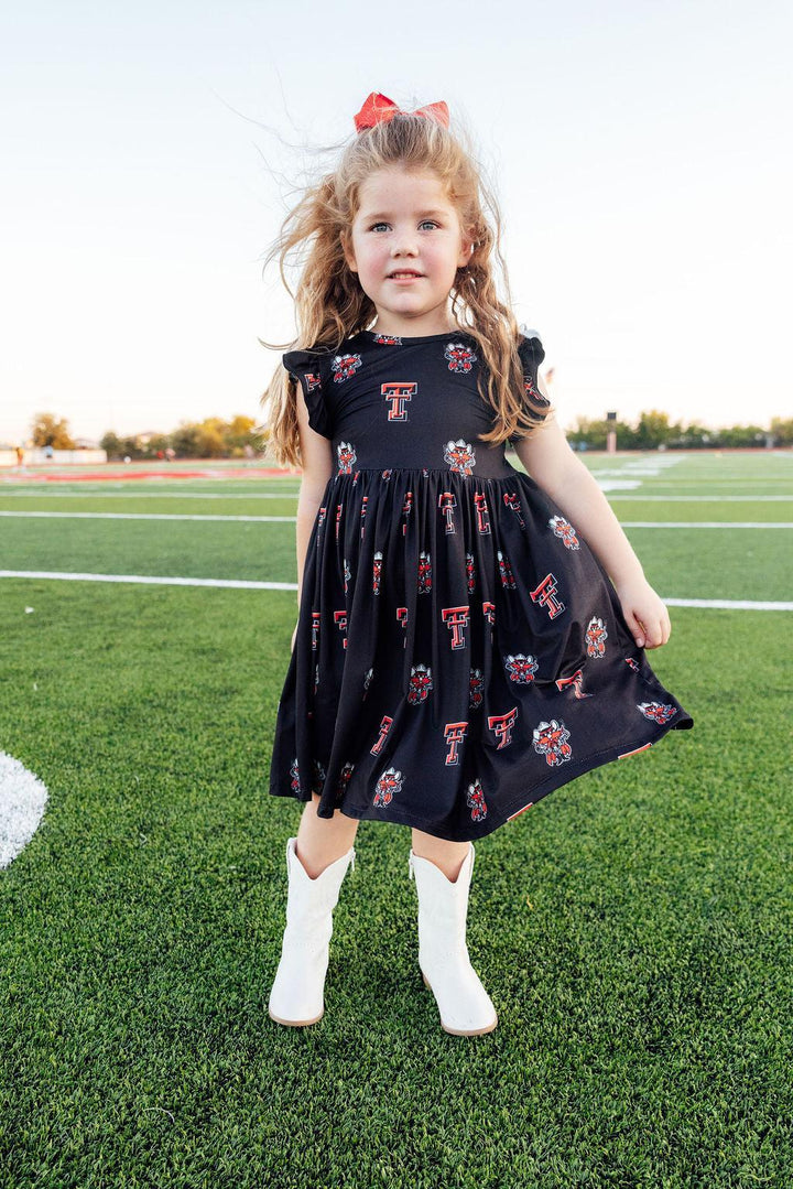 Texas Tech Black Raider Red Flutter Twirl Dress-Mila & Rose ®