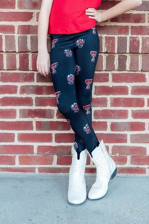 Texas Tech Black Raider Red Leggings-Mila & Rose ®