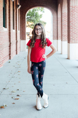Texas Tech Black Raider Red Leggings-Mila & Rose ®
