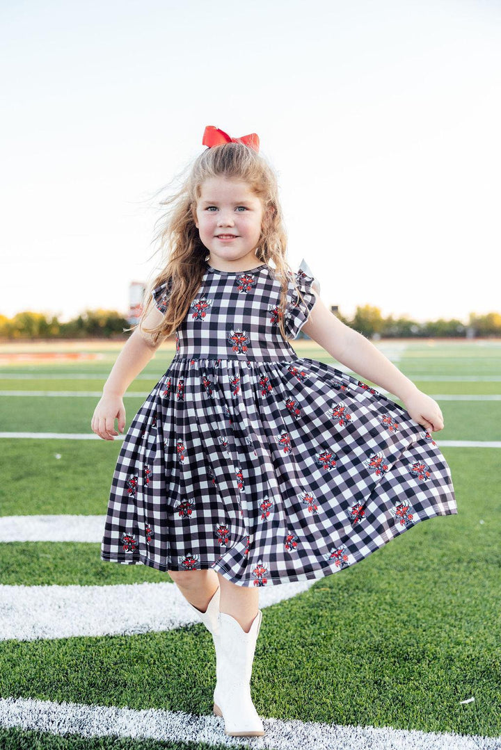 Texas Tech Plaid Raider Red Flutter Twirl Dress-Mila & Rose ®