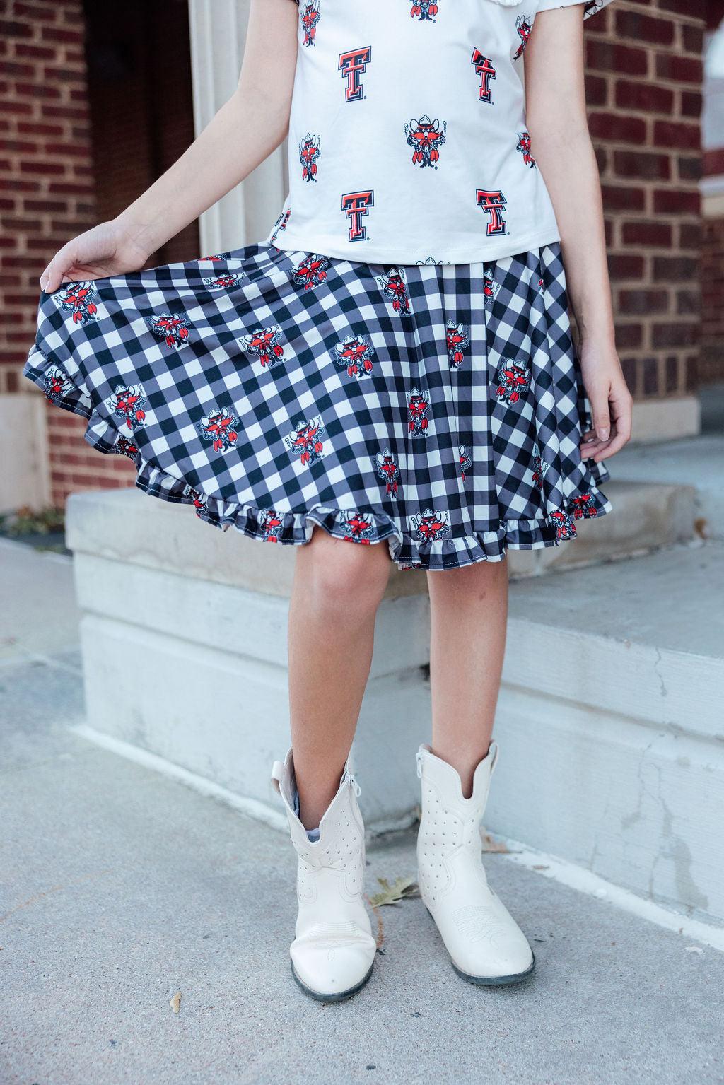 Texas Tech Plaid Raider Red Twirl Skort-Mila & Rose ®