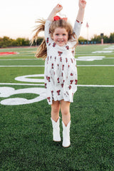 Texas Tech White Raider Red 3/4 Sleeve Pocket Twirl Dress-Mila & Rose ®