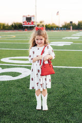 Texas Tech White Raider Red 3/4 Sleeve Pocket Twirl Dress-Mila & Rose ®