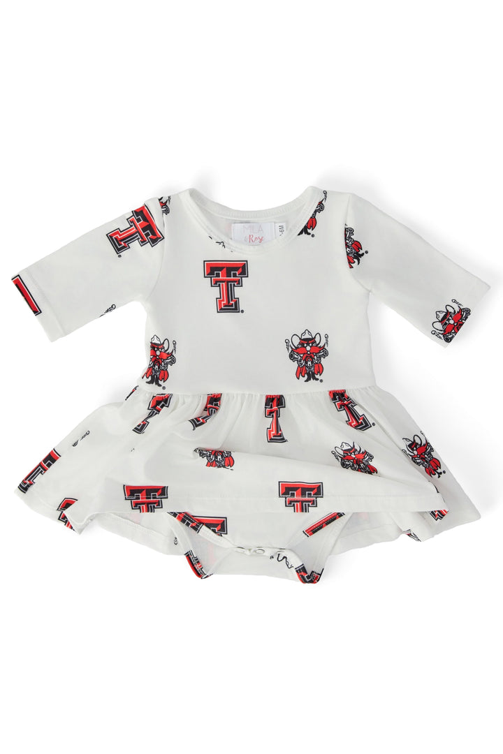 Texas Tech White Raider Red 3/4 Sleeve Twirl Bodysuit-Mila & Rose ®