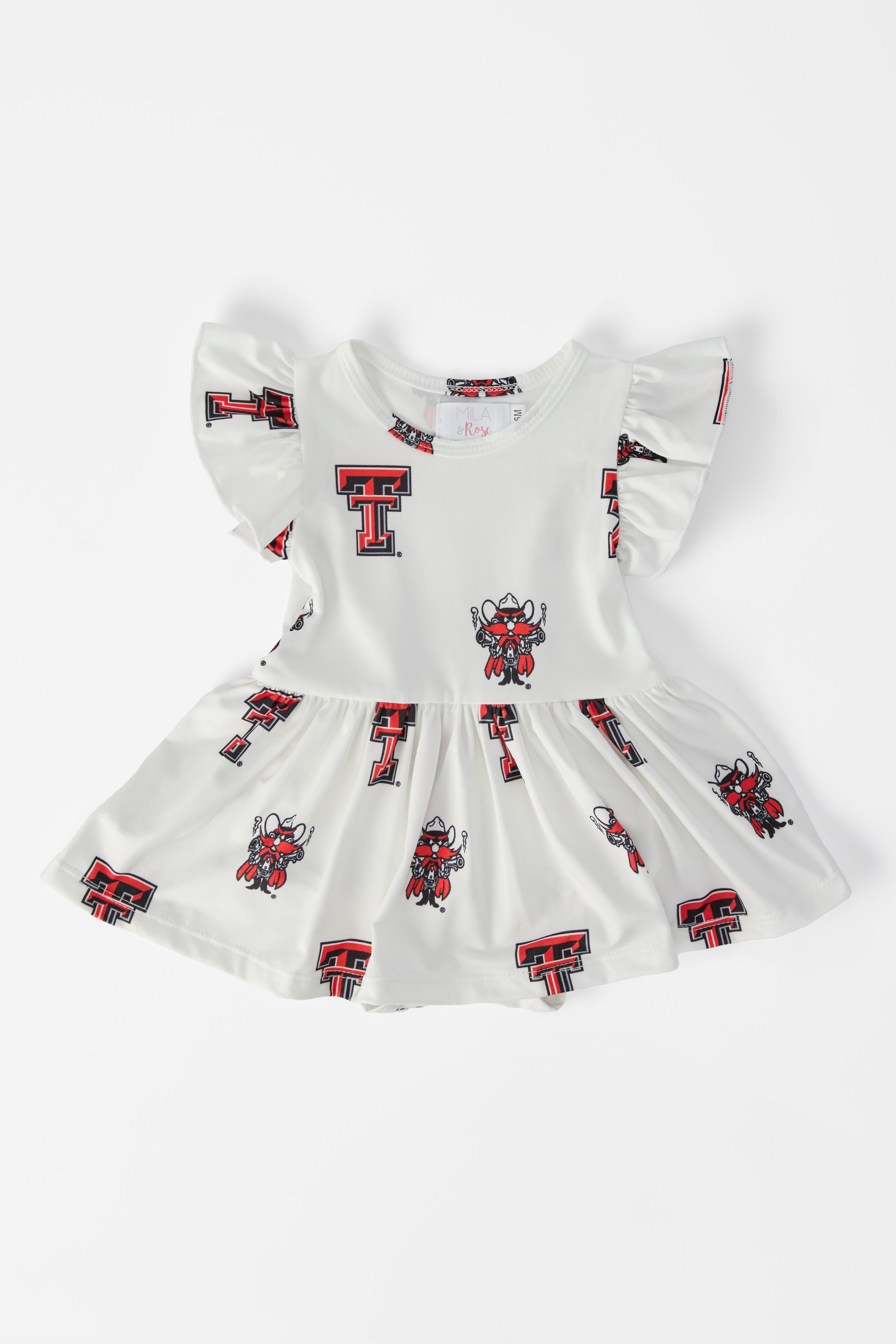 Texas Tech White Raider Red Flutter Twirl Bodysuit-Mila & Rose ®