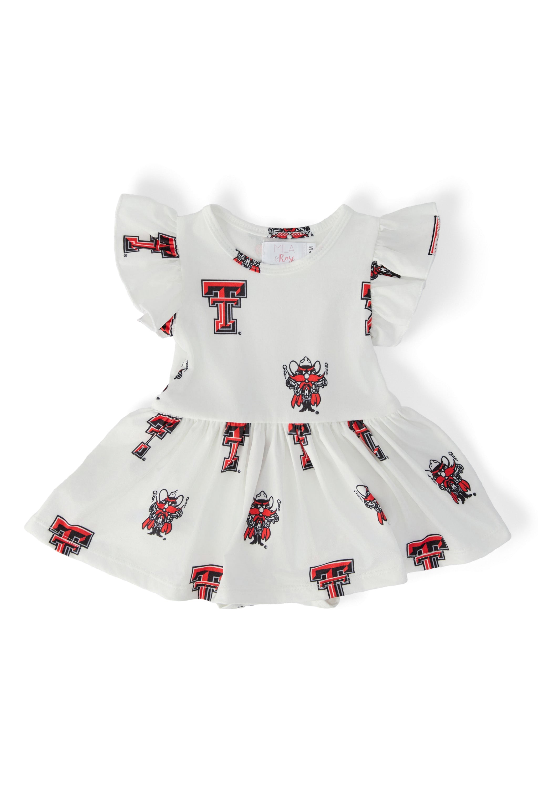 Texas Tech White Raider Red Flutter Twirl Bodysuit-Mila & Rose ®