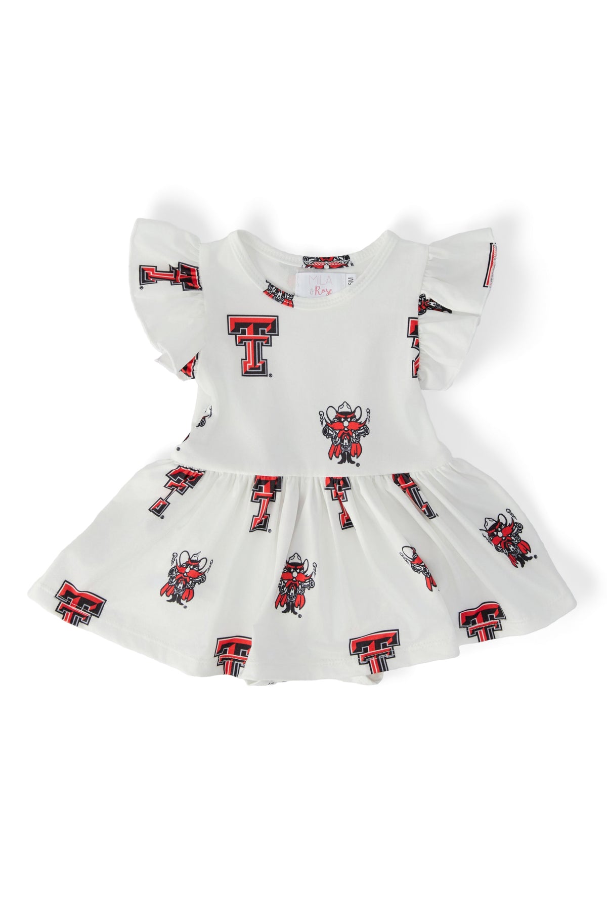 Texas Tech White Raider Red S/S Flutter Twirl Bodysuit-Mila & Rose ®