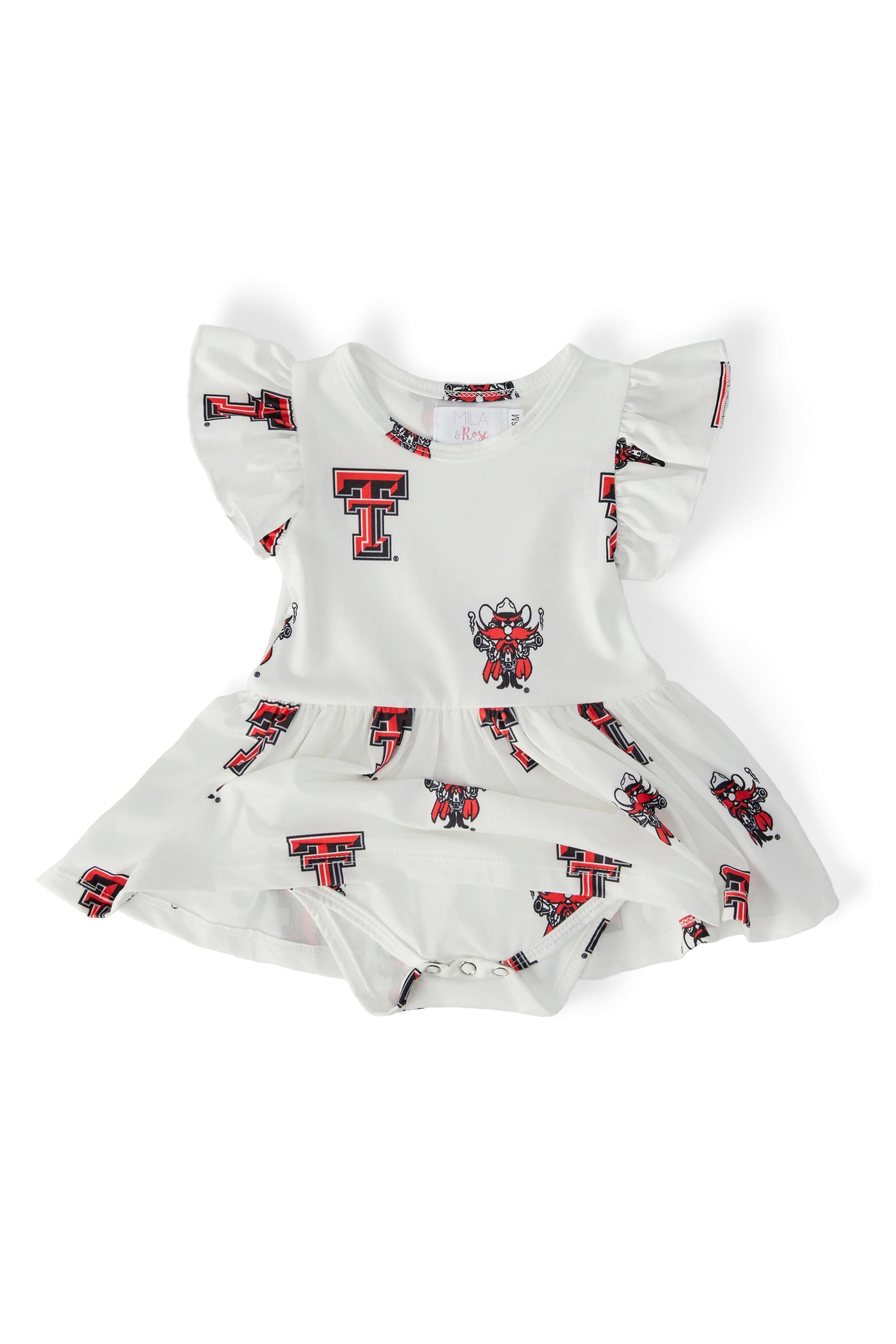 Texas Tech White Raider Red Flutter Twirl Bodysuit-Mila & Rose ®