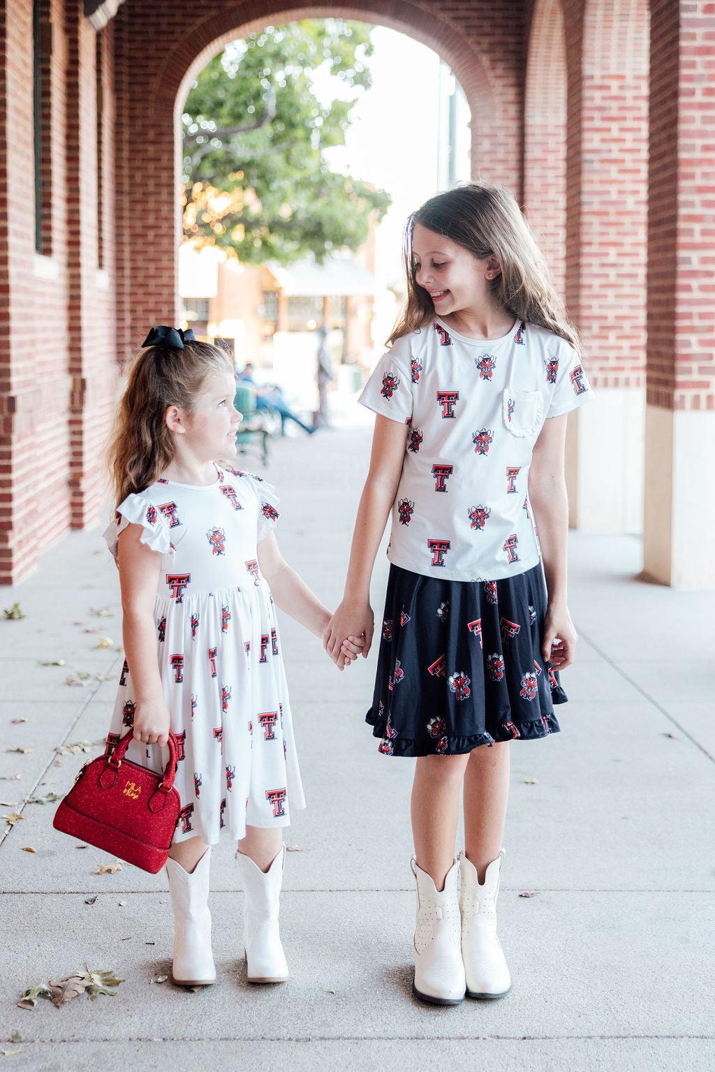 Texas Tech White Raider Red Flutter Twirl Dress-Mila & Rose ®