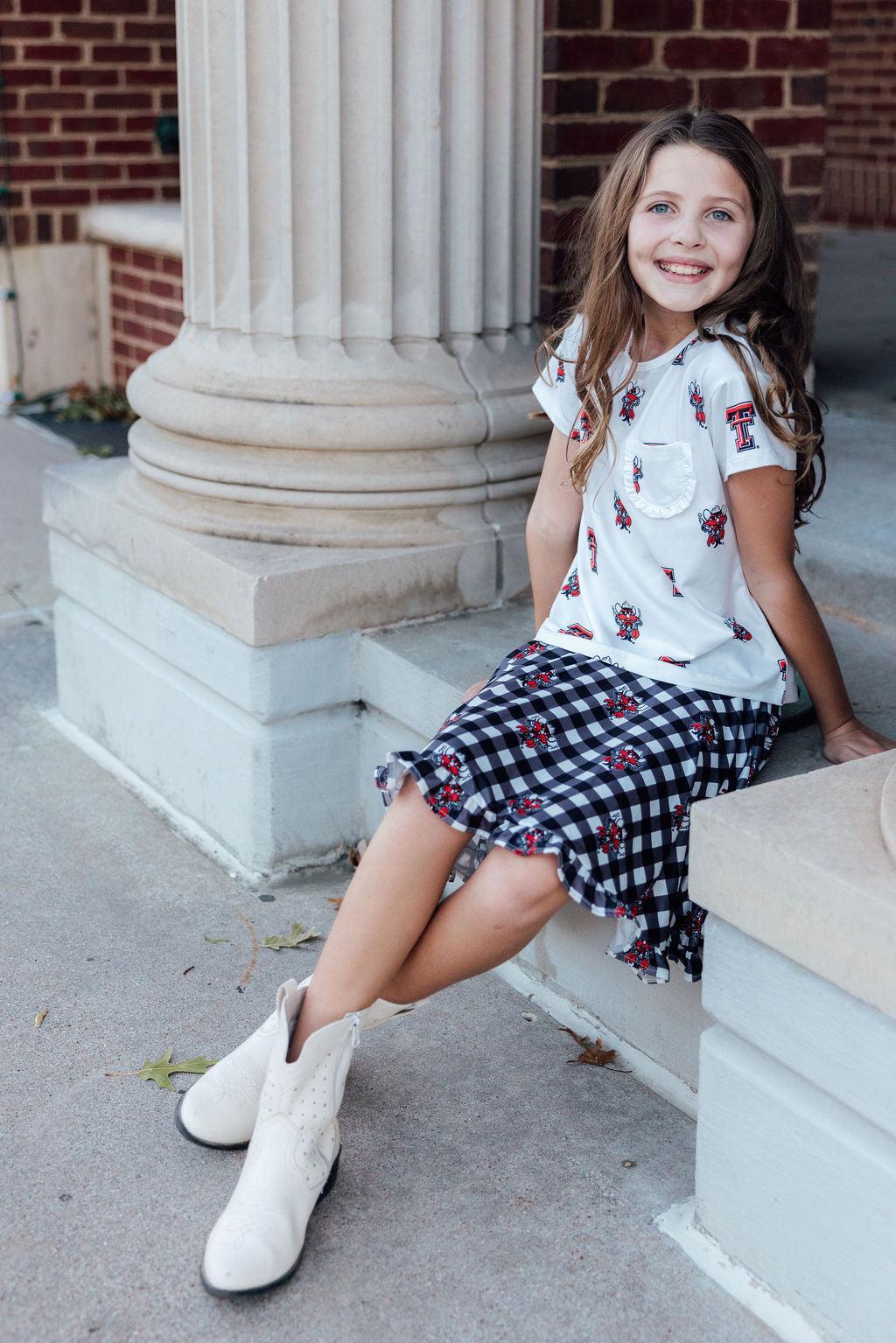 Texas Tech Plaid Raider Red Twirl Skort-Mila & Rose ®