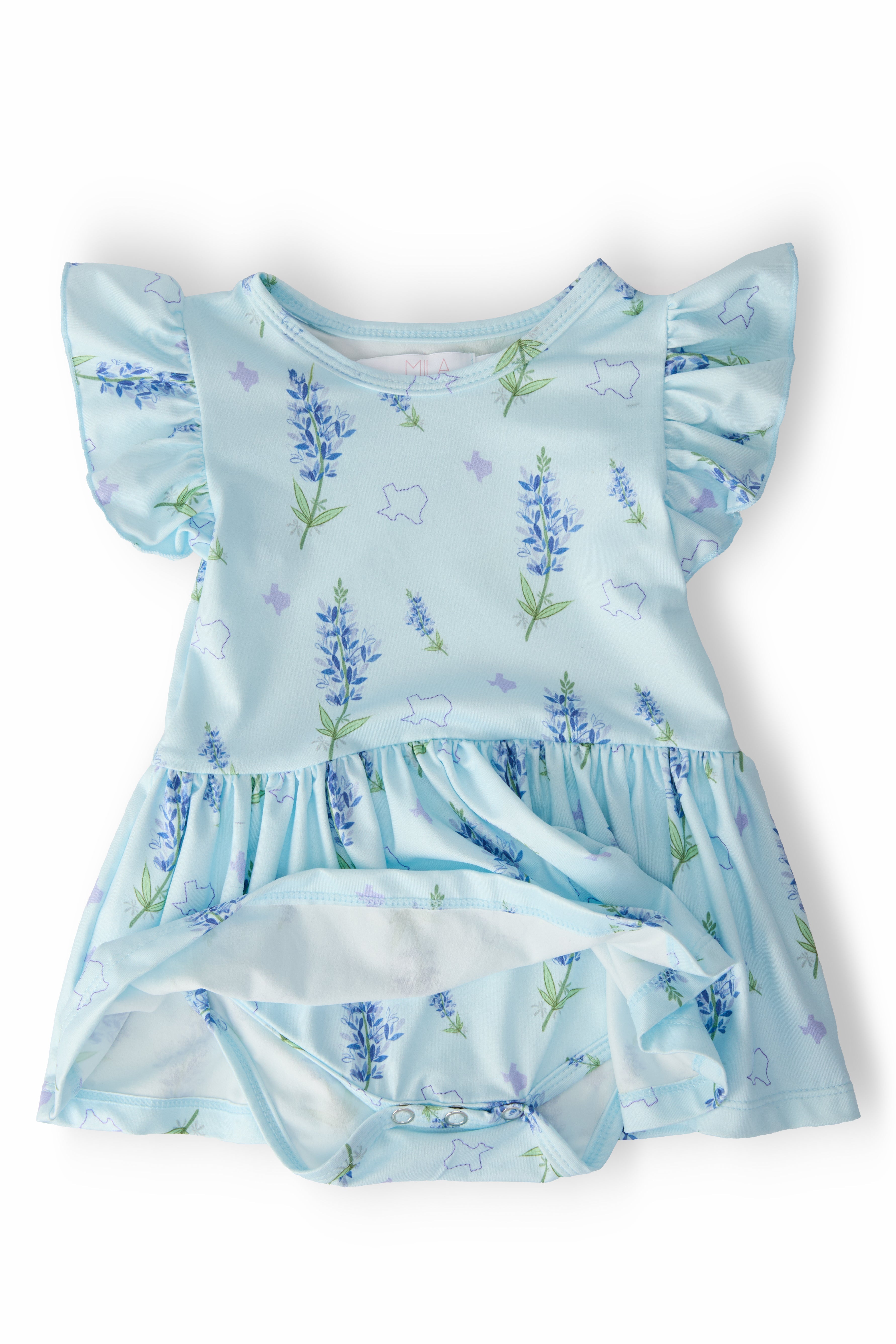 Texas Bluebonnets S/S Flutter Twirl Bodysuit-Mila & Rose ®