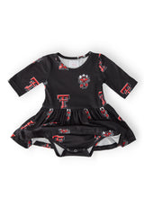 Texas Tech Black Raider Red 3/4 Sleeve Twirl Bodysuit-Mila & Rose ®