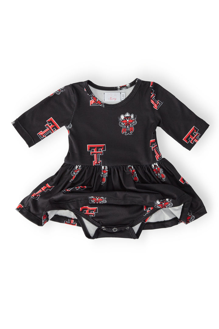 Texas Tech Black Raider Red 3/4 Sleeve Twirl Bodysuit-Mila & Rose ®