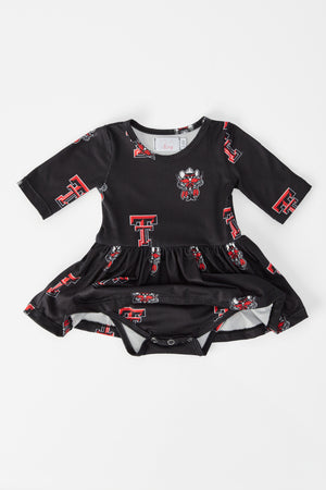 Texas Tech Black Raider Red 3/4 Sleeve Twirl Bodysuit-Mila & Rose ®