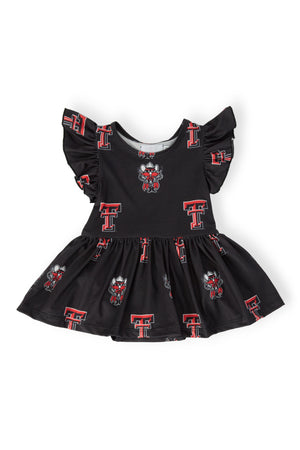 Texas Tech Black Raider Red Flutter Twirl Bodysuit-Mila & Rose ®