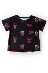 Texas Tech Black Raider Red Ruffle Pocket Tee-Mila & Rose ®
