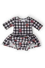 Texas Tech Plaid Raider Red 3/4 Sleeve Twirl Bodysuit-Mila & Rose ®