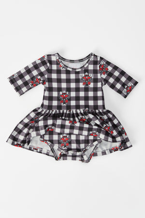 Texas Tech Plaid Raider Red 3/4 Sleeve Twirl Bodysuit-Mila & Rose ®