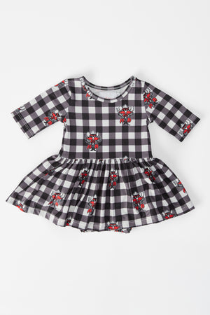 Texas Tech Plaid Raider Red 3/4 Sleeve Twirl Bodysuit-Mila & Rose ®