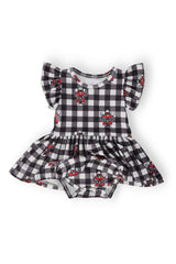 Texas Tech Plaid Raider Red S/S Flutter Twirl Bodysuit-Mila & Rose ®