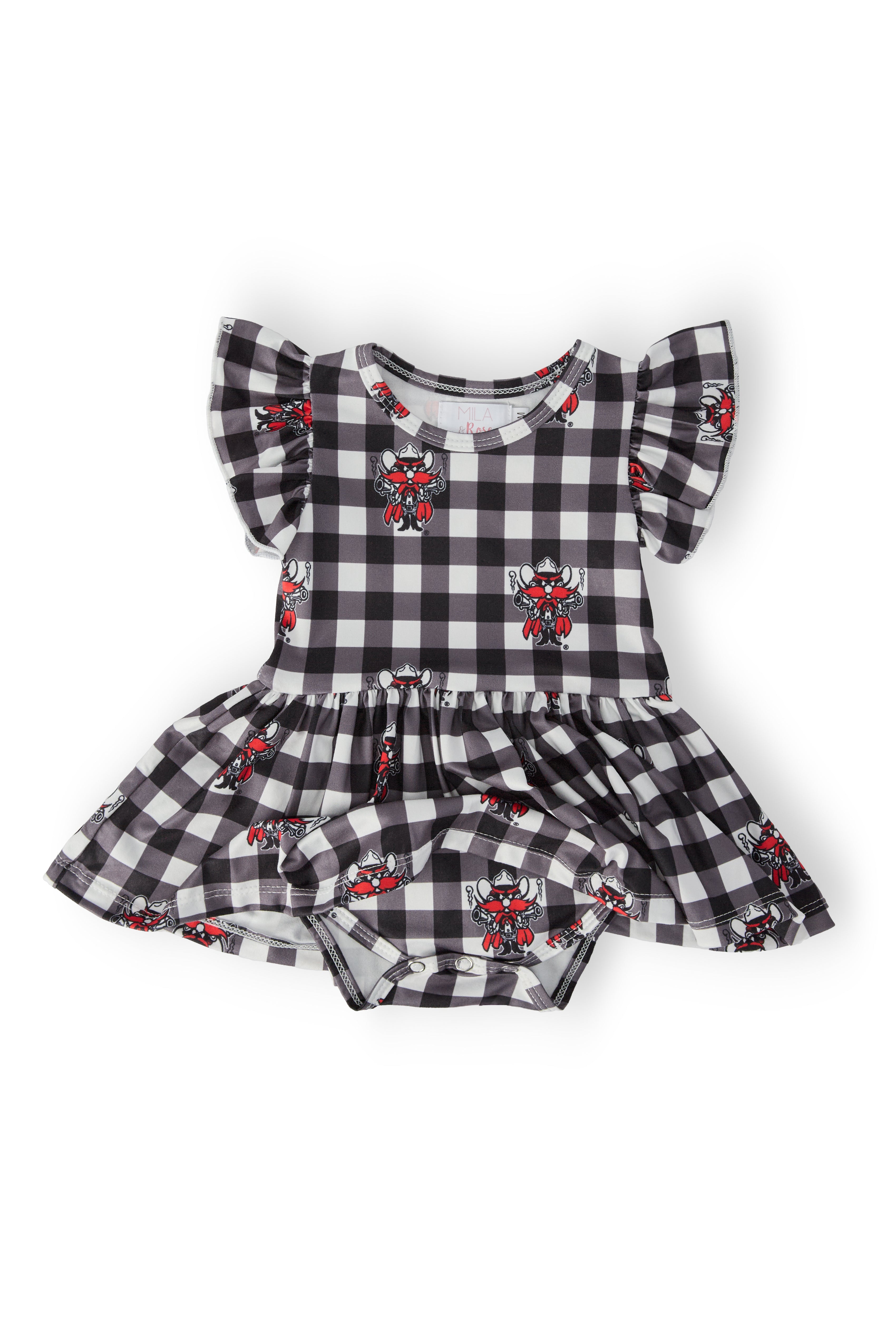 Texas Tech Plaid Raider Red Flutter Twirl Bodysuit-Mila & Rose ®