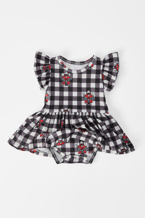 Texas Tech Plaid Raider Red Flutter Twirl Bodysuit-Mila & Rose ®