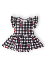 Texas Tech Plaid Raider Red S/S Flutter Twirl Bodysuit-Mila & Rose ®