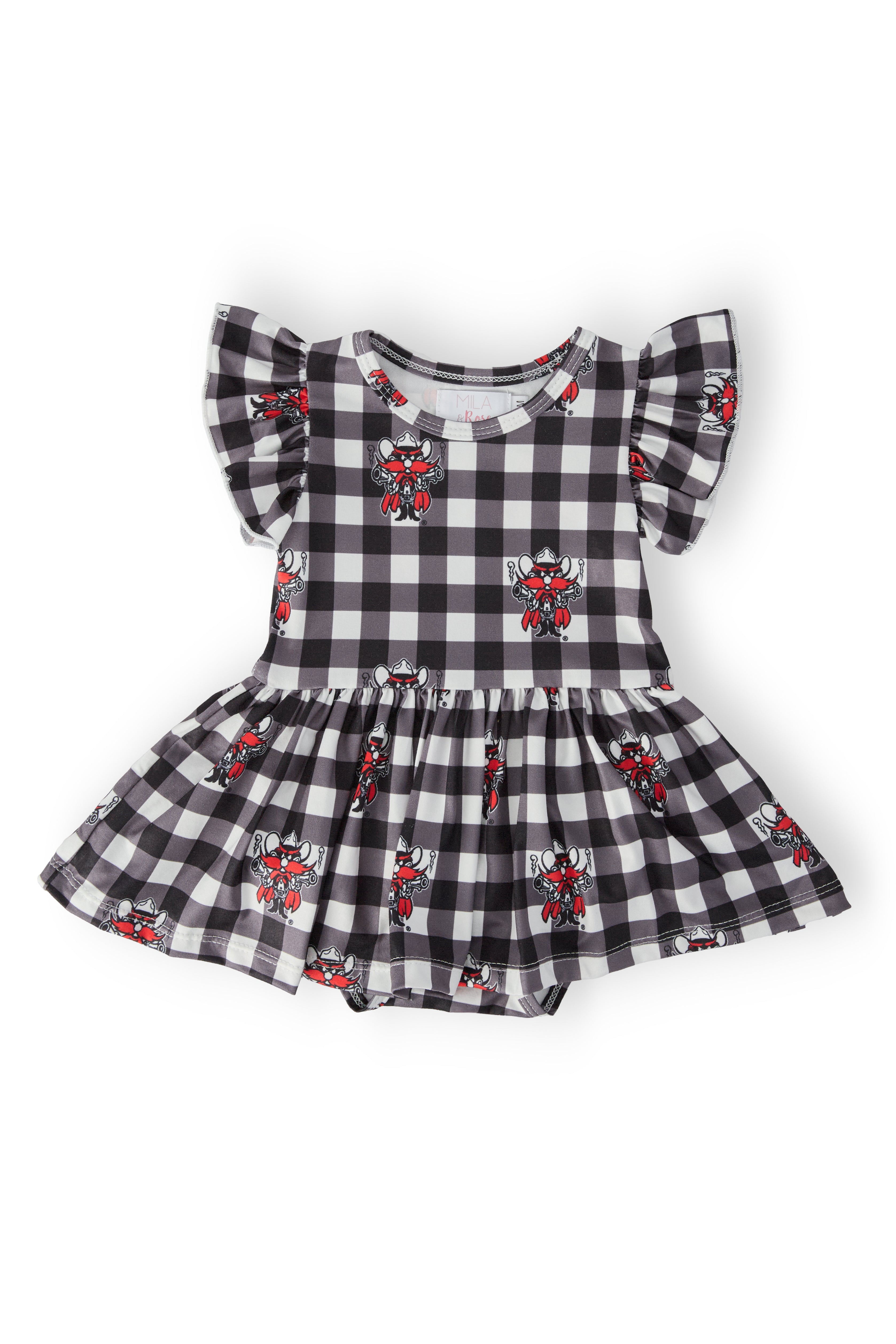 Texas Tech Plaid Raider Red Flutter Twirl Bodysuit-Mila & Rose ®