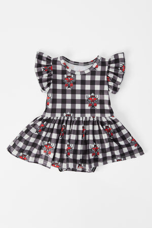 Texas Tech Plaid Raider Red Flutter Twirl Bodysuit-Mila & Rose ®