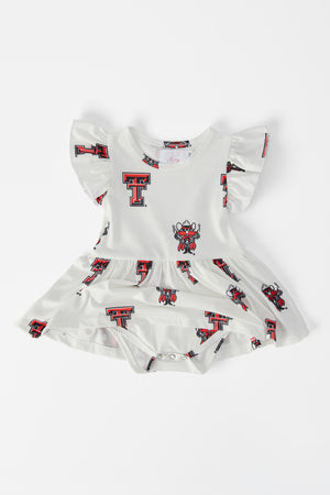 Texas Tech White Raider Red Flutter Twirl Bodysuit-Mila & Rose ®