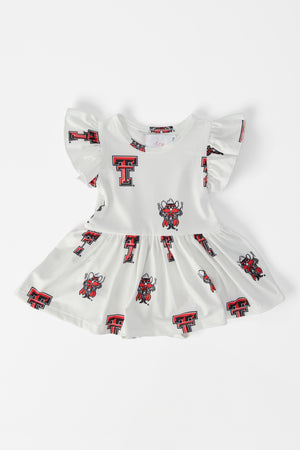 Texas Tech White Raider Red Flutter Twirl Bodysuit-Mila & Rose ®