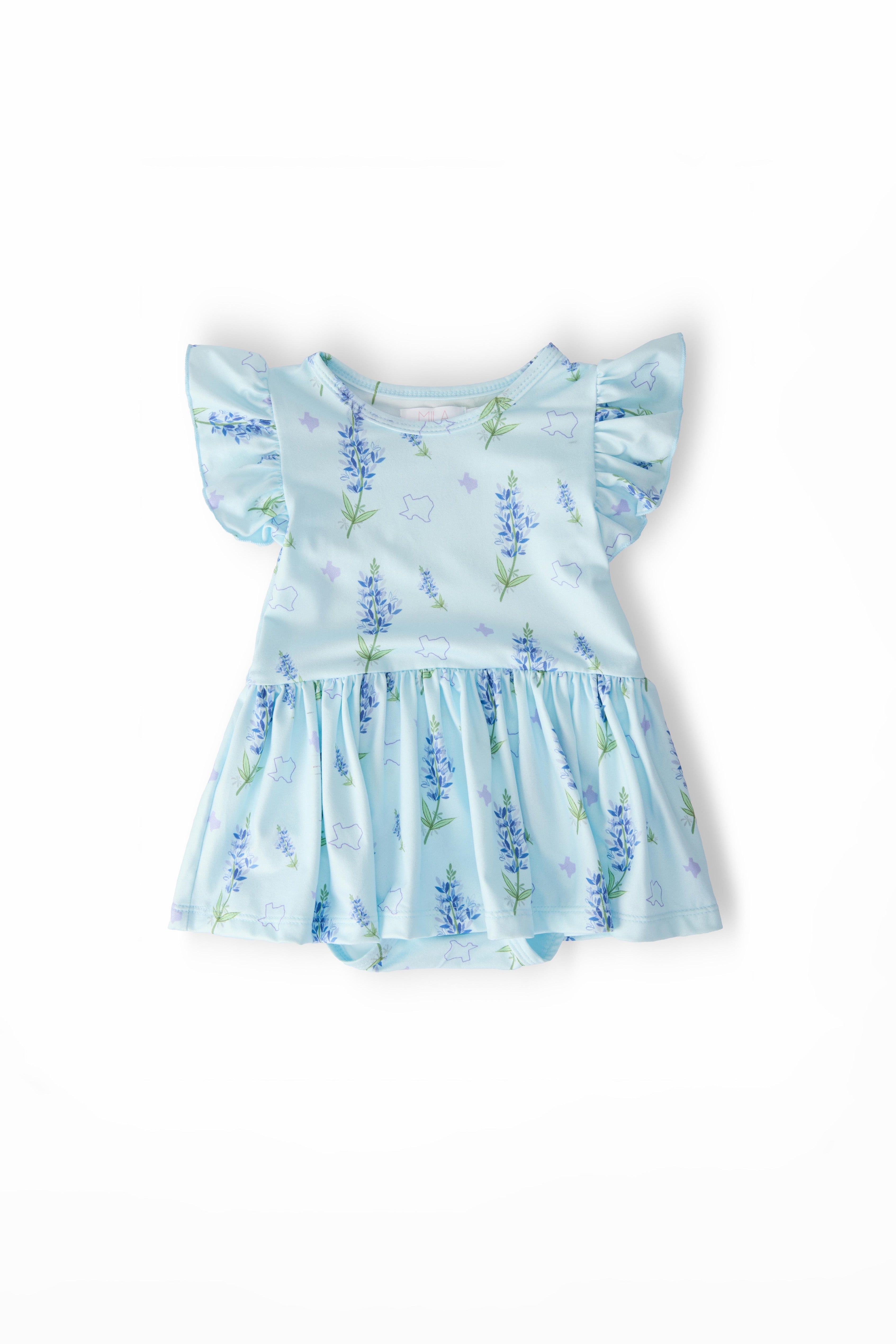 Texas Bluebonnets S/S Flutter Twirl Bodysuit-Mila & Rose ®