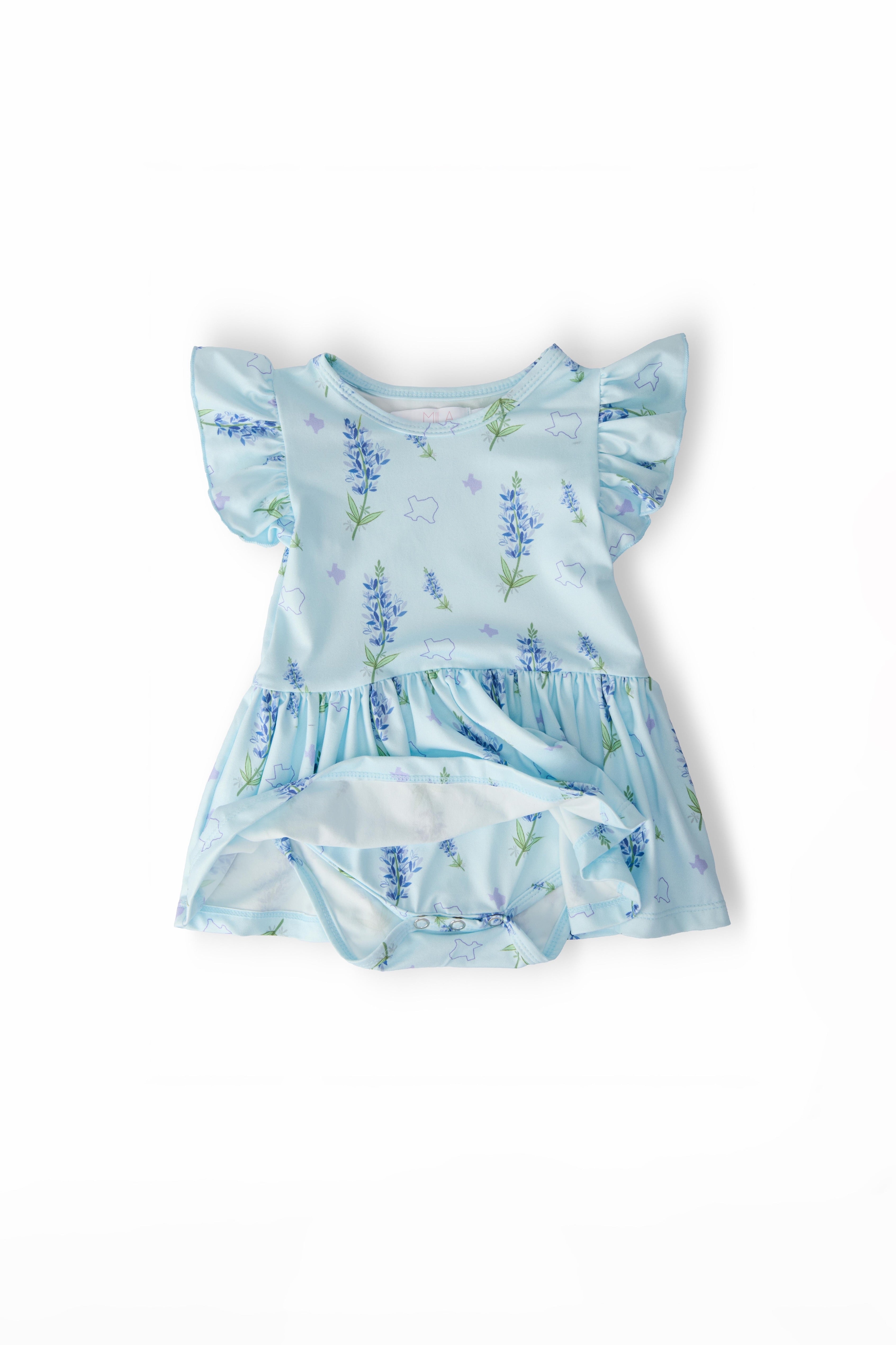 Texas Bluebonnets S/S Flutter Twirl Bodysuit-Mila & Rose ®