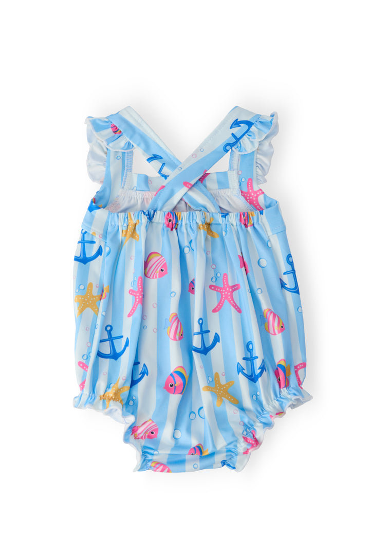 Tidepool Treasures Ruffle Cross Back Romper-Mila & Rose ®