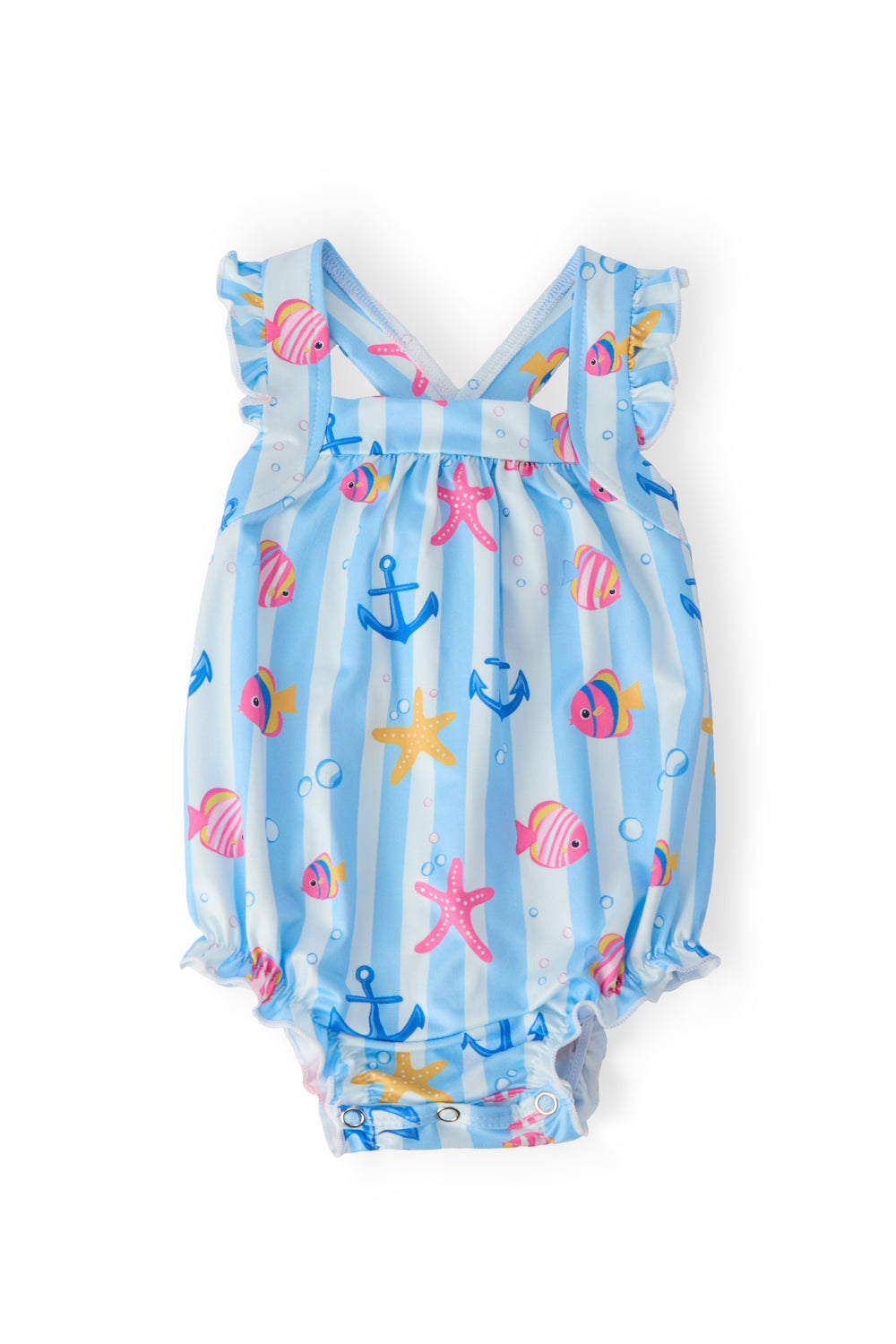 Tidepool Treasures Ruffle Cross Back Romper-Mila & Rose ®
