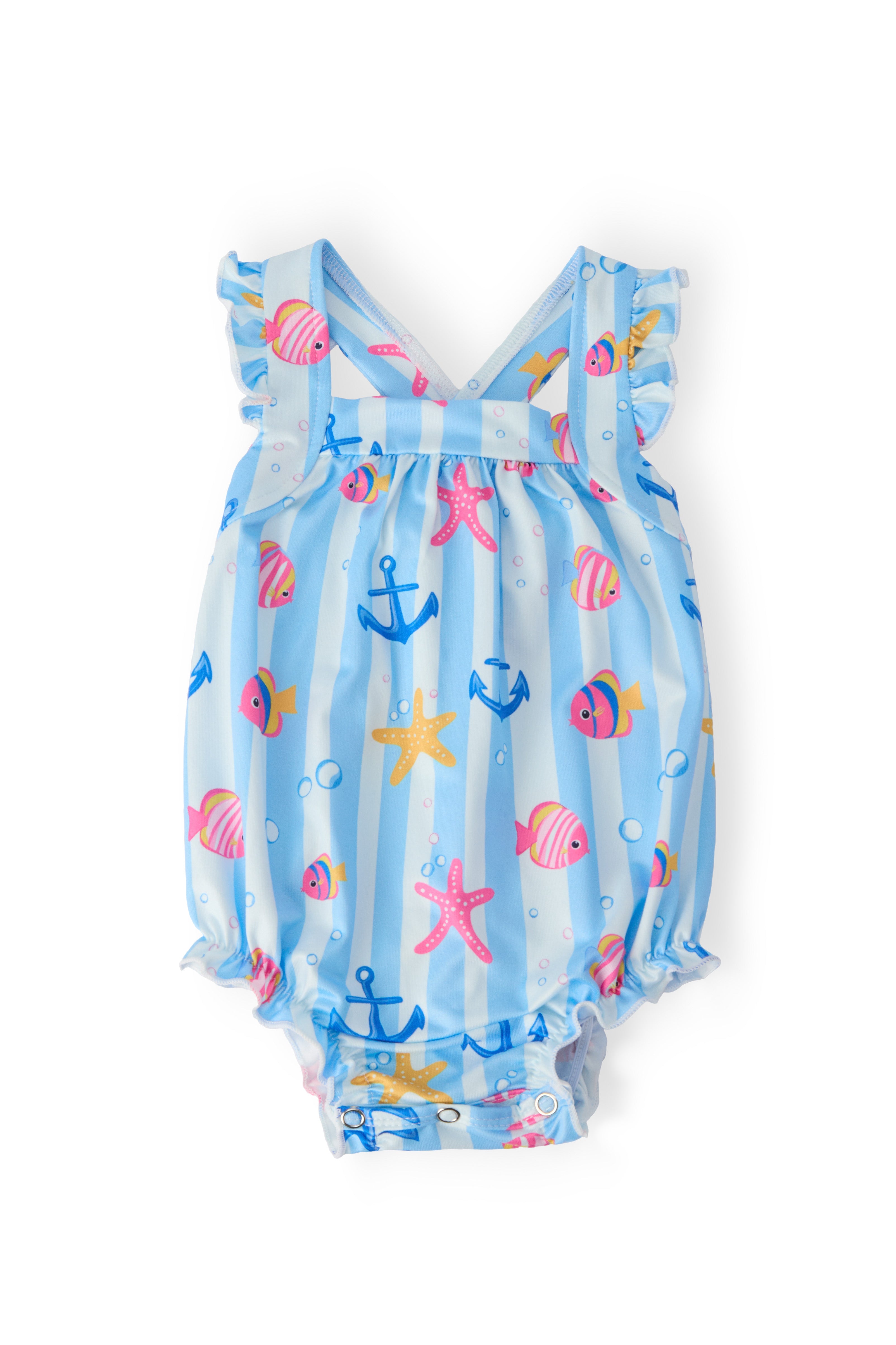 Tidepool Treasures Ruffle Cross Back Romper-Mila & Rose ®
