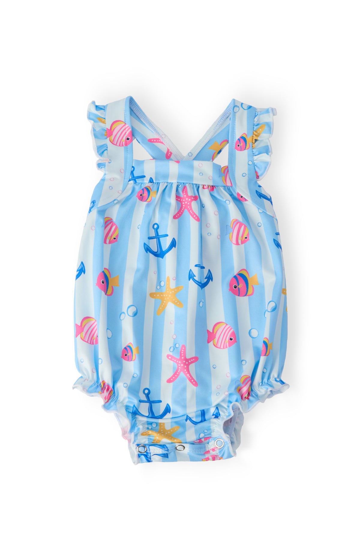 Tidepool Treasures Ruffle Cross Back Romper-Mila & Rose ®