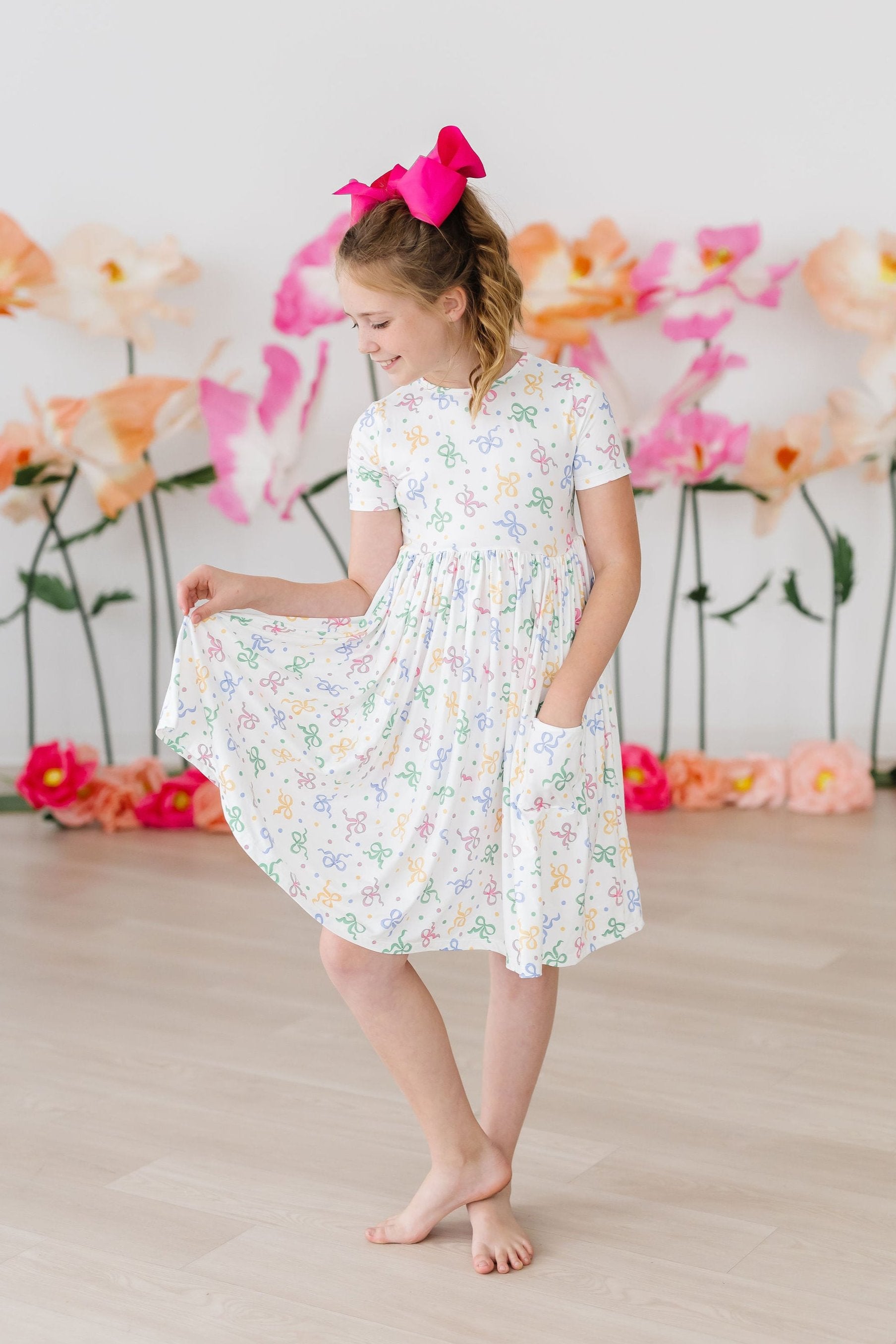 Tied in Love S/S Pocket Twirl Dress-Mila & Rose ®