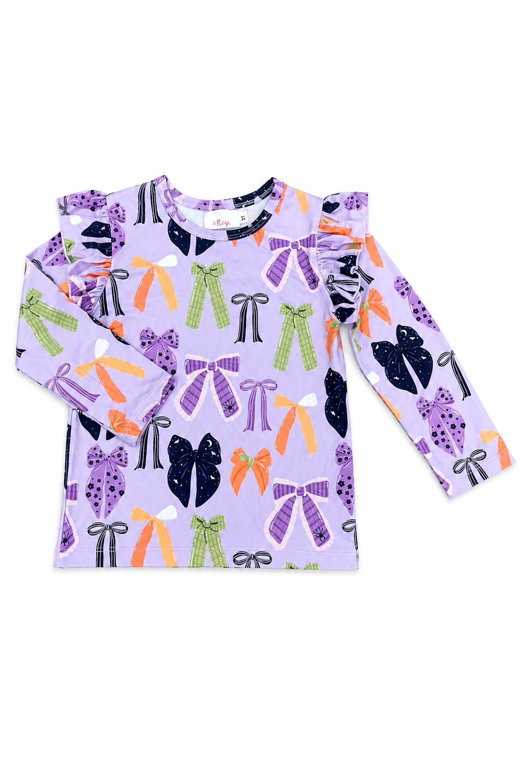 Tied with a Boo Lavender L/S Ruffle Tee-Mila & Rose ®