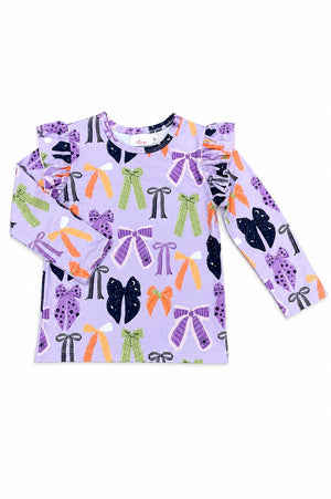 Tied with a Boo Lavender L/S Ruffle Tee-Mila & Rose ®